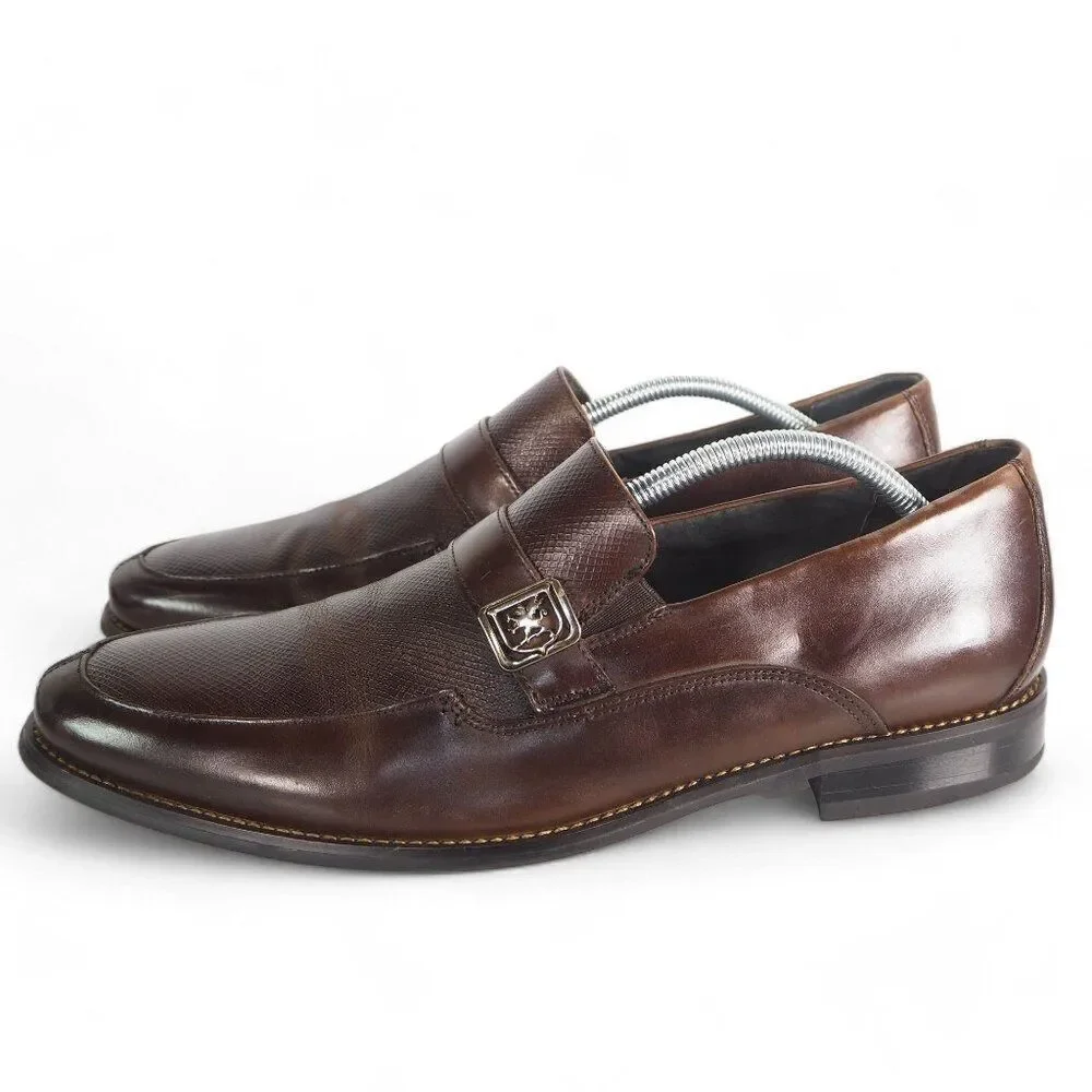 Stacy Adams Fontaine‎ Leather Slip-on Loafers Cognac Brown 24915-200 Men's 11M